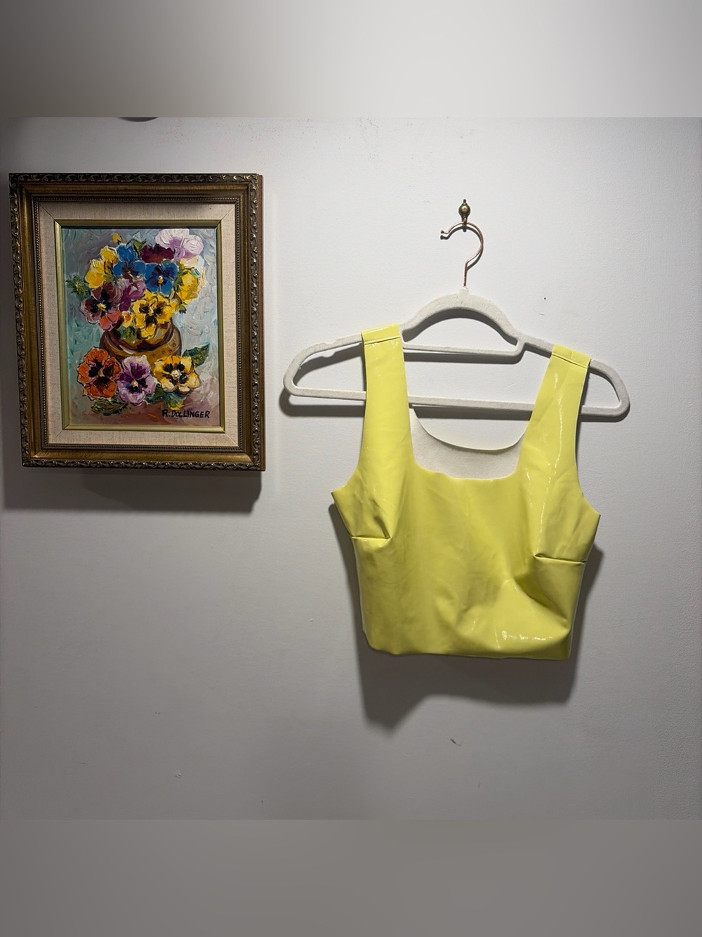 Commando Patent  Leather Crop Top NWT  Yellow Sexy Club Wear  Med Festival
